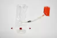 TransferBag for small amounts of powder addition with hose connection for bags with cleaning liquid