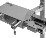 Lugaia stainless steel liner pneumatic tool – precision system for sealing liners in containment environments, mounted on a support bracket.